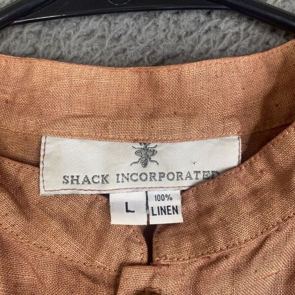 Shack Incorporated Tunic Womens Large Brown Linen Long Sleeve Button Front Boho - Picture 4 of 10